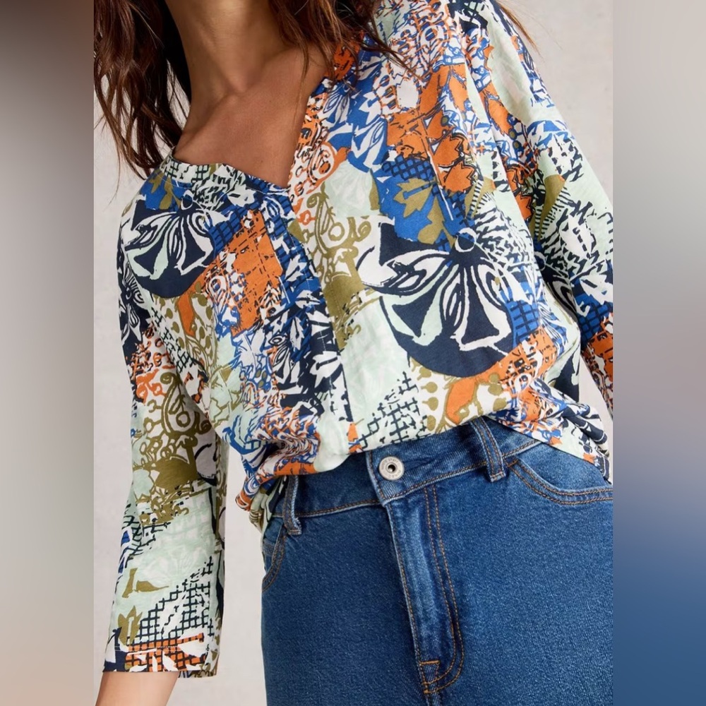 White Stuff Nelly 3/4 Sleeve Multicolor Patterned Women's Top - NWT - Size 6